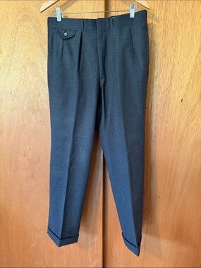 Beautiful Pleated Front Cuffed Wool Tailored Trousers